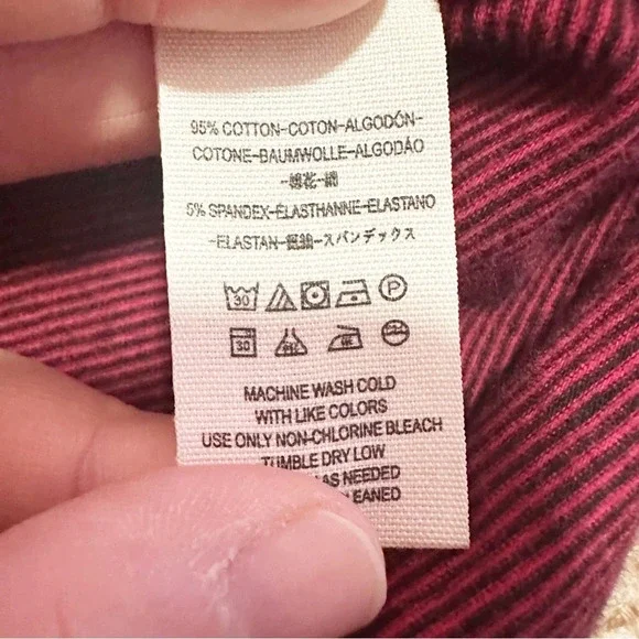 Free People Penelope Red Stripe Puff Sleeve Stretch Knit Top Size Small - Picture 9 of 10